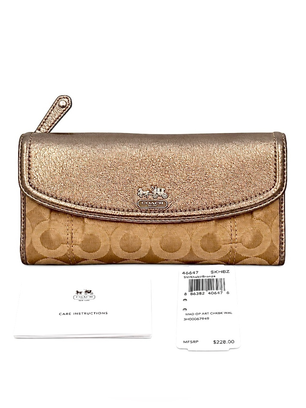 Coach Madison Op Art "Khaki Bronze" Wallet (Style No. 46647) $228+